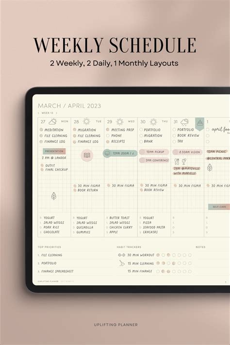 Dated Weekly Schedule Focused Essential Planner For Ipad Goodnotes Free