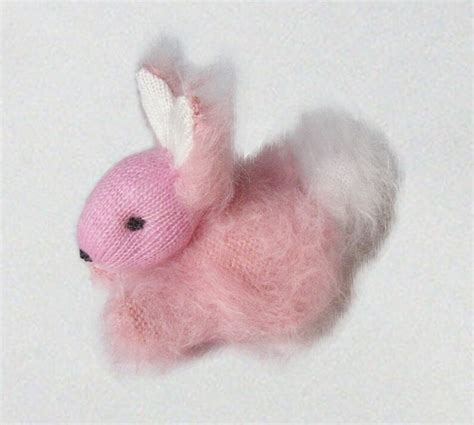 Easter Pink Bunny Cute Fluffy Rabbit Hand Knitted Bunny Etsy