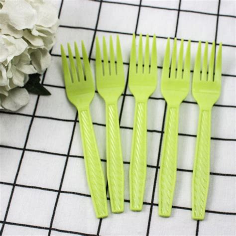 Disposable Plastic Cutlery 175mm Length Ps Plastic Fork Custom Green
