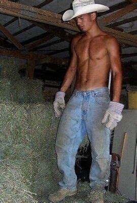 Shirtless Male Handsome Hunk Beefcake Cowboy Farm Hand Country Photo