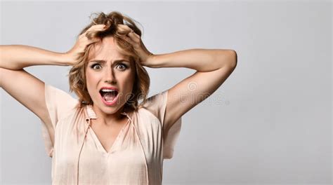 Image Of Excited Screaming Shocked Beautiful Woman Standing Isolated