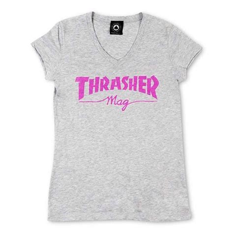 Thrasher Womens Mag Logo V Neck Shirt Athletic Heather Socal Skateshop