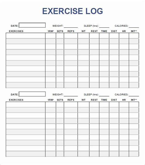Workout Plan Template Pdf Beautiful Exercise Log Template 8 Free Pdf