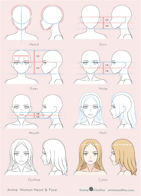 Anime Woman Drawing 8 Steps Female Face Drawing Face Drawing