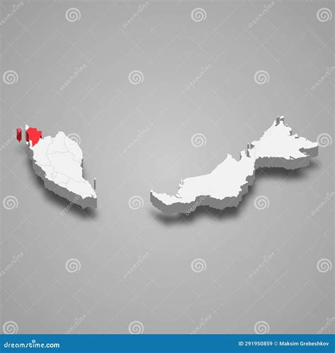 Kedah State Location Within Malaysia 3d Map Stock Vector Illustration