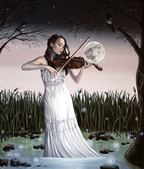 Reverie Girl Playing Violin In Moonlight By Plantiebee Redbubble
