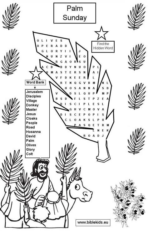 Palm Sunday Wordseach Puzzle Easter Sunday School Sunday School