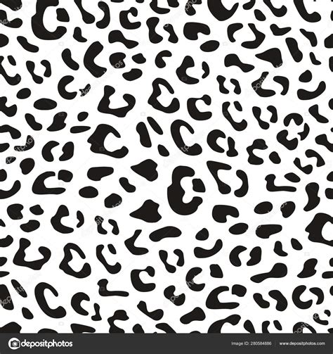 Seamless Leopard Vector Pattern Animal Tile Black White Print