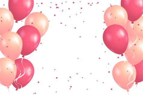 Confetti And Luxury Pink Balloon Birthday Celebration Border 11236421 Png