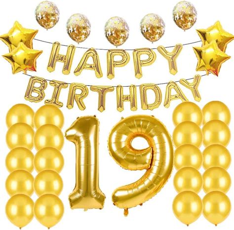 19th Birthday Decorations Party Supplies19th Birthday Balloons Gold
