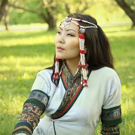 A Mongolian Woman Women Mongolia Beaded Headpiece