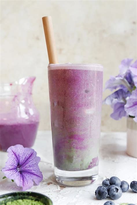 Iced Blueberry Matcha Latte Recipe Cooking With Parita
