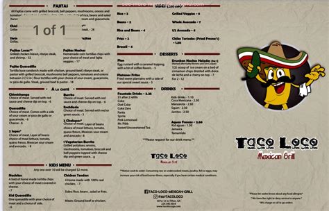 Online Menu Of Taco Loco Mexican Grill Restaurant Tifton Georgia