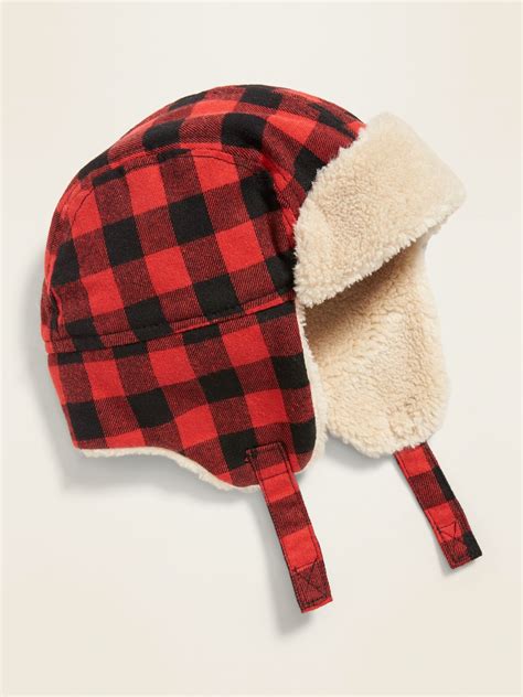 Buffalo Plaid Sherpa Lined Trapper Hat For Baby In 2021 Baby Winter