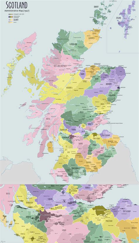Administrative Map Of The Countiesshires Of Scotland In 1947 2001 ×