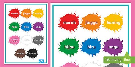 Colours Display Poster Indonesian Teacher Made Twinkl