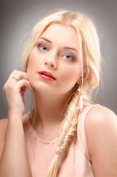Beautiful Woman With Long Straight Blond Hair Fashion