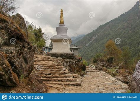 One Of Many Buddhist Stupas In Himalayas Mountains In Nepal Stock Photo