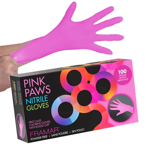 Buy Framar Pink Gloves Disposable Latex Free Pink Nitrile Gloves