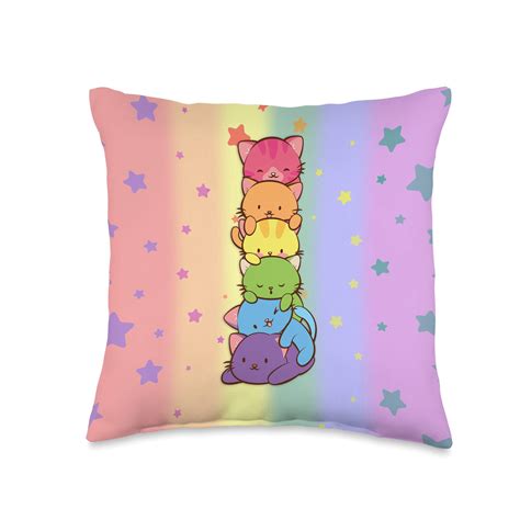 Cute Pansexual Pride Tees Pansexual Cat Lgbt Kawaii Anime Kitten Pan Pride Flag Throw Pillow
