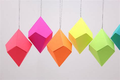 Geometric Paper Gem Ornaments Trapezohedron Neon Bright Etsy Paper