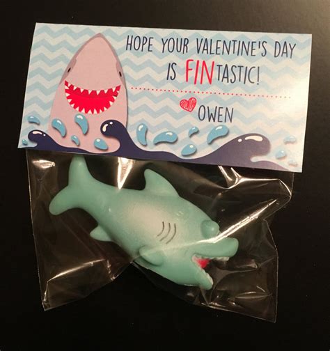 Valentines Day Shark Treat Bag Topper Label T Tag Personalized