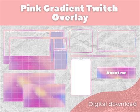 Twitch Overlay Package Animated Pink Gradient Overlay Etsy India