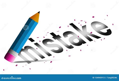 Erase Mistake Word With Pencil Eraser Isolated Stock Illustration