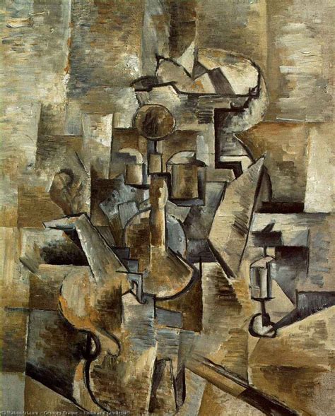 Violino e castiçal 1910 por Georges Braque 1882 1963 France