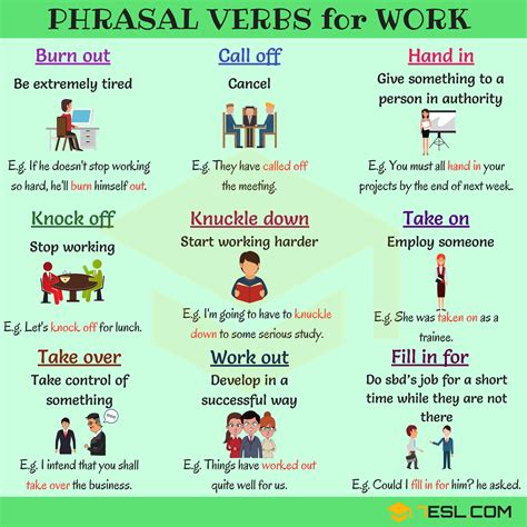 14 Useful Phrasal Verbs For Work In English 7 E S L Learn English