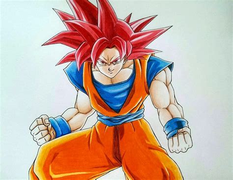 Son Goku Super Saiyan God By Ajkasketch On Deviantart