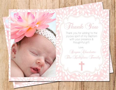 Modern Floral Digital Baptism Thank You Card With Photo Etsy