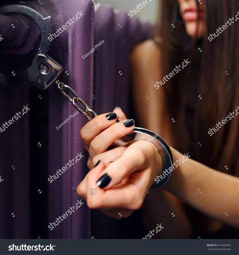 Young Women Locked Handcuffs Radiator Stock Photo 414506503 Shutterstock