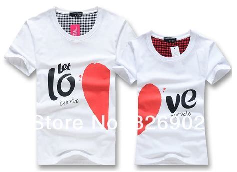 couples men and women heart love t shirts printing100 cotton couple lovers t shirt tshirts t