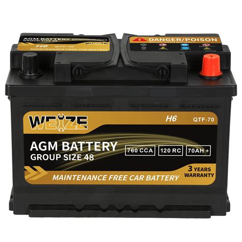 Weize Platinum Agm Battery Bci Group 48 12v 70ah H6 Size 48 Automotive