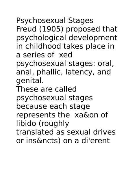 Psychosexual Stages Of Development Of Sigmund Freud Psychosexual Stages Freud 1905 Proposed