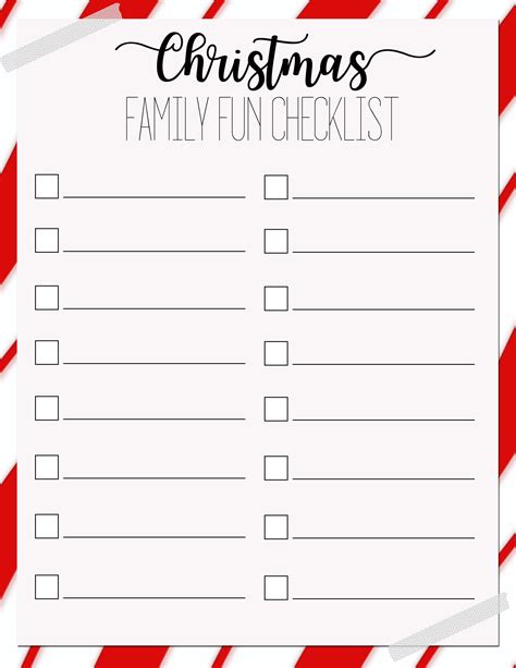 Free Christmas Family Fun Checklist printable Navy Christmas, Free
