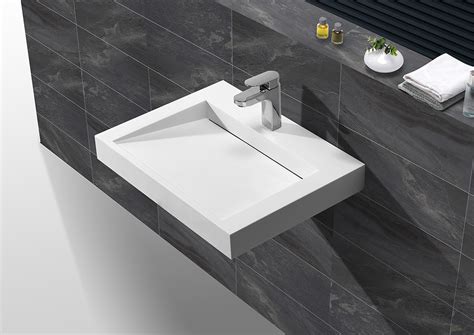 Best Selling Modern Design Solid Surface Square Wall Hung Wash Basin