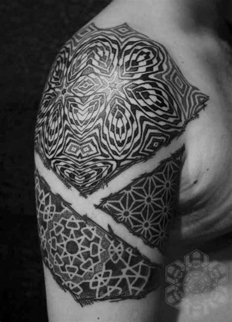 Complex Dotted Patterns Fill Each Section Of This Large Tattoo Tattoo