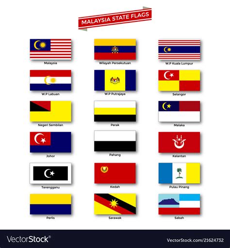 Malaysia State Flags Royalty Free Vector Image