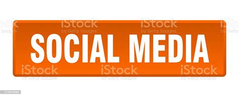 Social Media Button Social Media Square Orange Push Button Stock