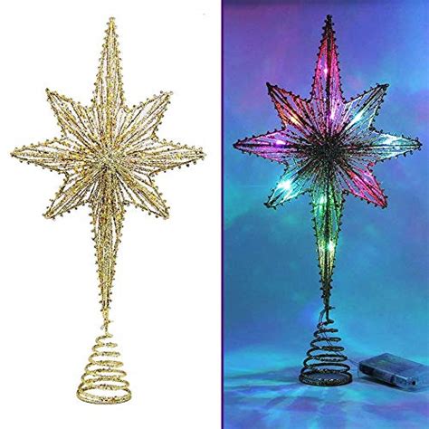 Twinkle Star Lighted Christmas Tree Topper Bethlehem Star Treetop With