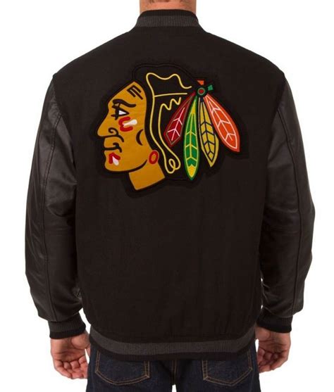 Woolleather Nhl Chicago Blackhawks Black Varsity Jacket Jackets Expert