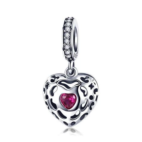 Enduring Love Pink Heart Stone Charm Pendant In Authentic 925 Sterling
