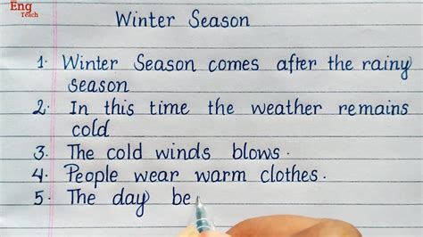 Lines On Winter Season Winter Season Essay English Writing Handwriting Essay Eng