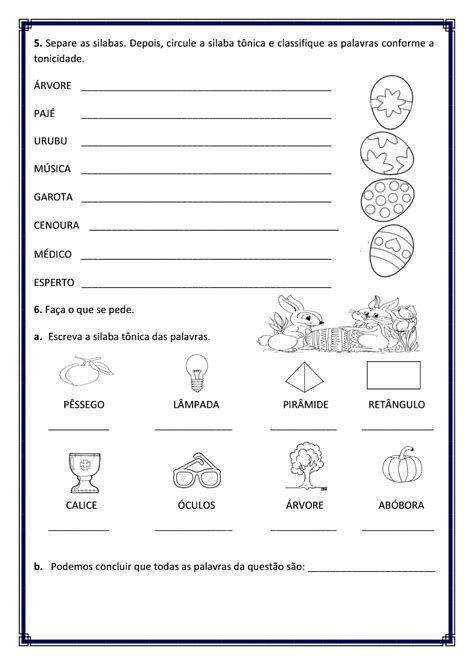 Acentuação Gráfica Exercícios 6o Ano