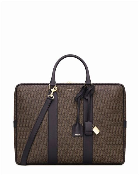 Saint Laurent Classic Monogram Luggage Bag Leather Briefcase Men