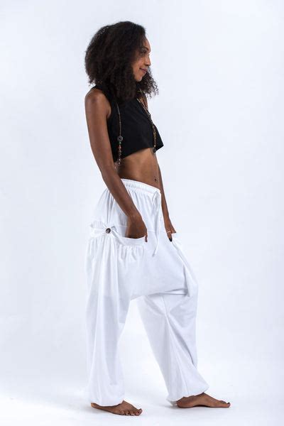 Cotton Women Harem Pants In Solid White
