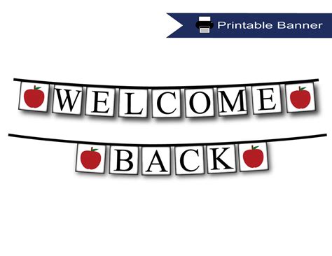 Printable Welcome Back Banner Diy Back To School Classroom Decor