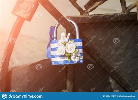 Ukraine, Berdyansk - August 31, 2018: Striped Blue With A White Lock As A Symbol Of Marriage ...